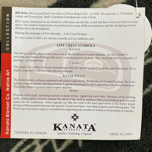 NWT Kanata Blanket Co Bill Helin Wolf Velura Throw 50x60 - Picture 5 of 7